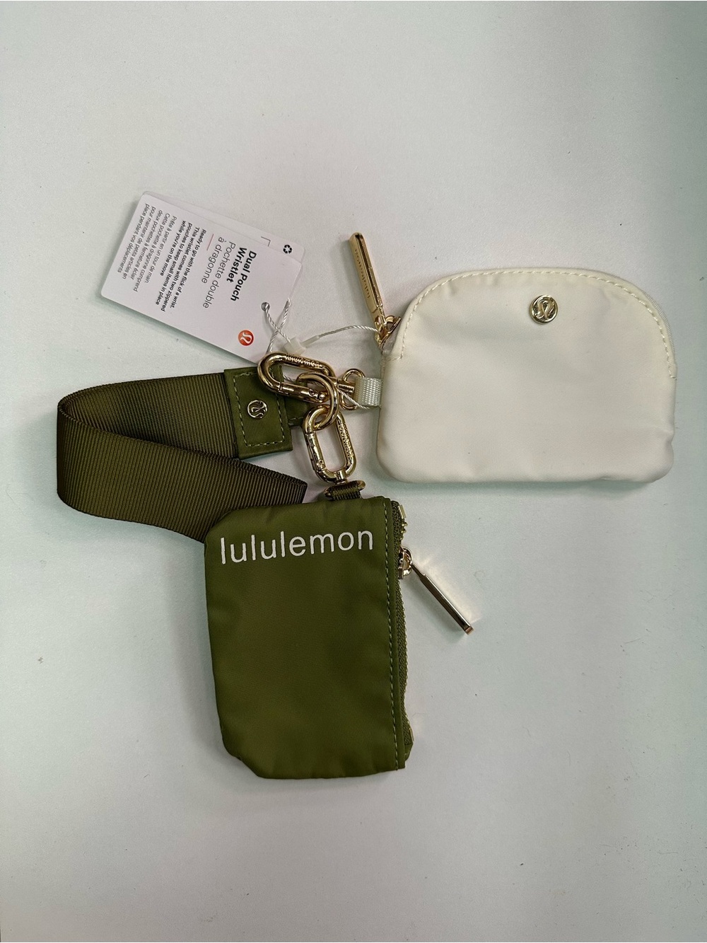 lululemon athletica Olive and Cream Key & Card Pouch Set